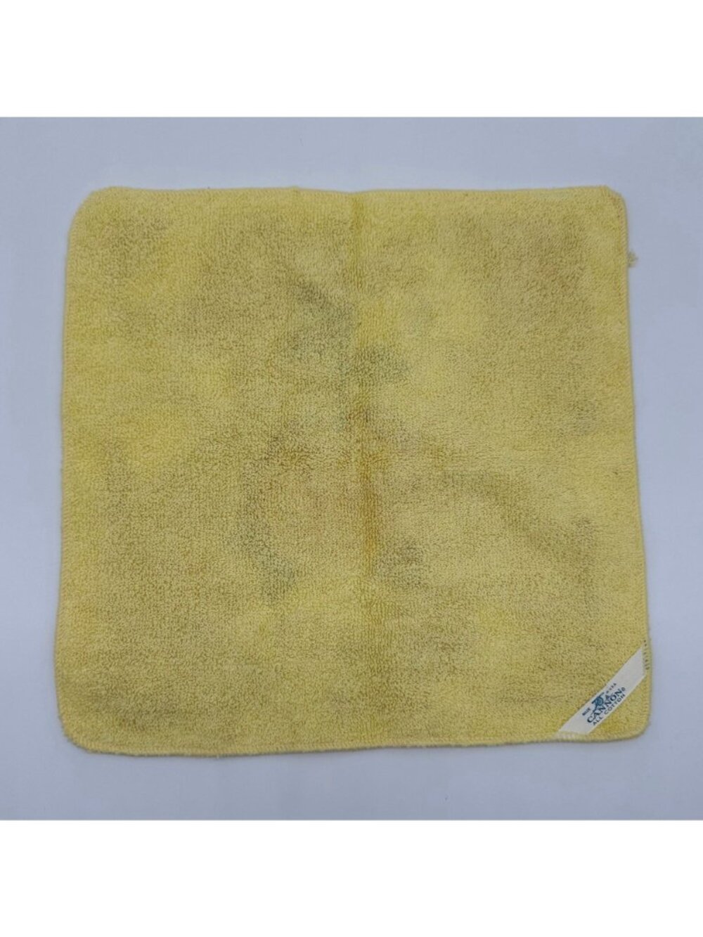Vintage Yellow Rose Hand Towel Washcloth Set Cannon USA Cotton 70s Fringe Floral - Picture 3 of 10